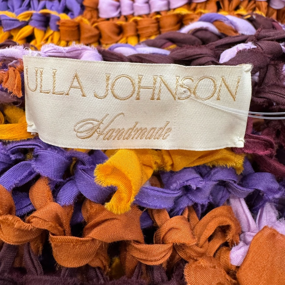 ULLA JOHNSON Emmalina Crochet Fringe Cotton & Silk Maxi Dress in Violet Orange - Picture 11 of 14